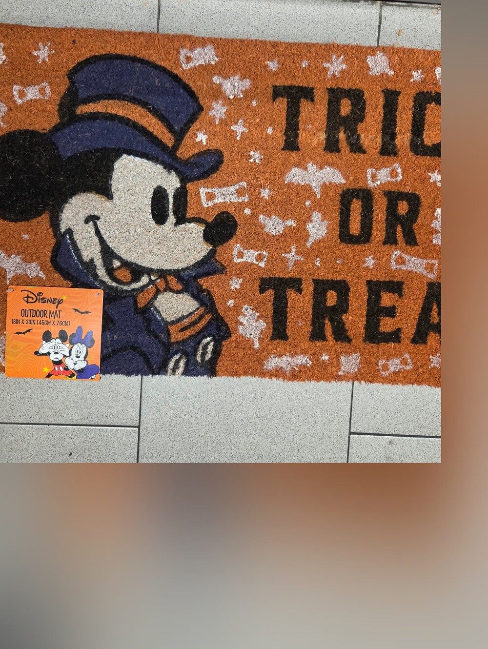 Disney Halloween Mickey Coir Outdoor Doormat in Orange, Purple, Black